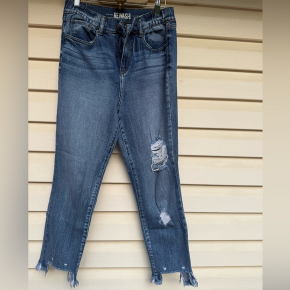REWASH High-Rise Distressed Cropped Jeans, Raw Hem, Size 7(28) - Picture 1 of 10